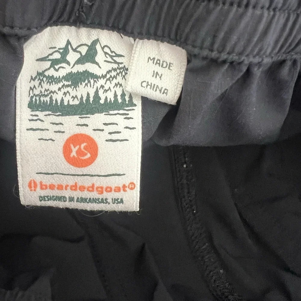 Bearded Goat Pull On Pants Black Athletic Jogger Sweatpants Elastic Waist Men XS